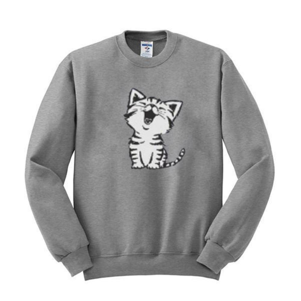 White Cat Minimalist Pet Lover Cozy Aesthetic Casual Graphic Winter Sweatshirt